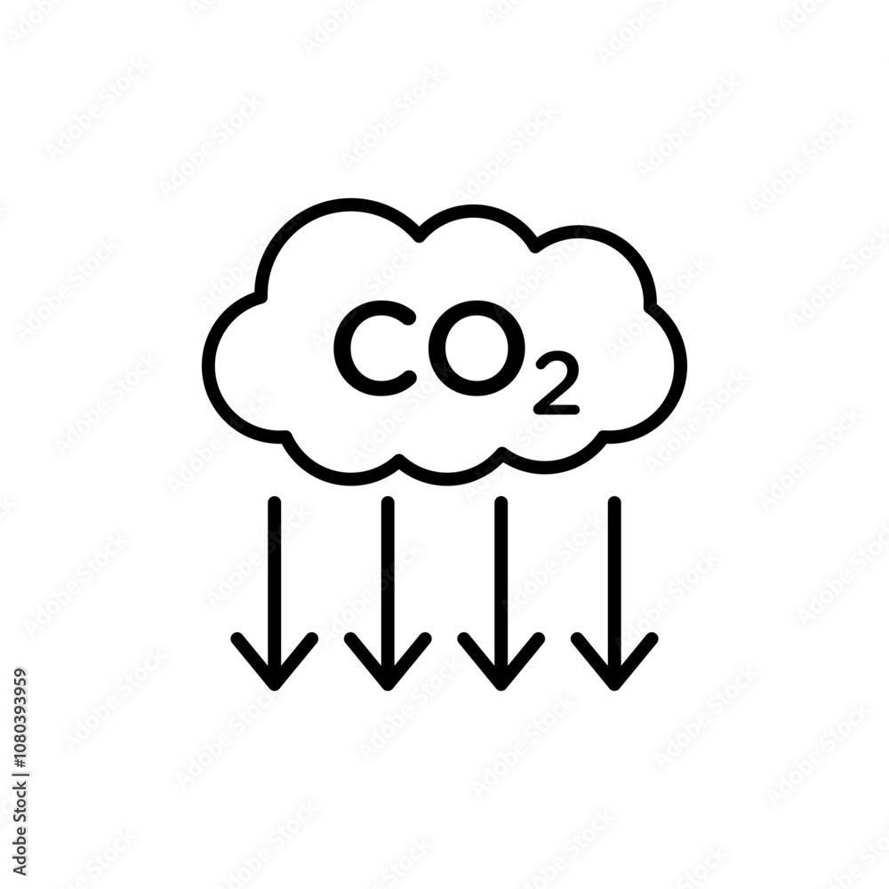Reduce carbon dioxide co2 icon linear logo mark in black and white Reduce carbon dioxide co2 icon linear logo mark in black and white