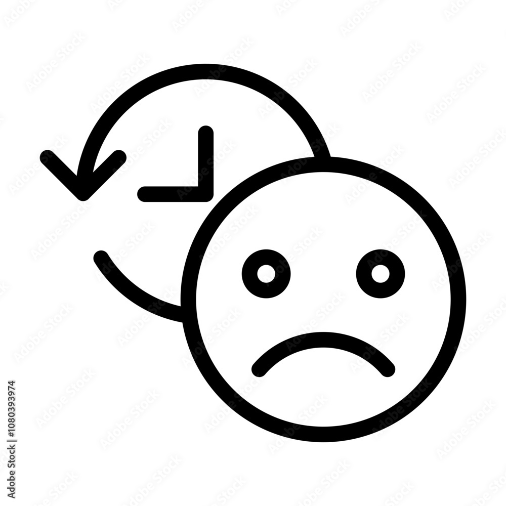 Regret expression icon linear logo mark in black and white Regret expression icon linear logo mark in black and white
