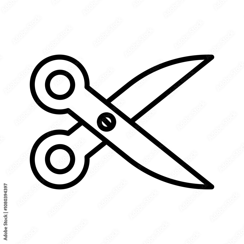 Scissors cutting icon linear logo mark in black and white Scissors cutting icon linear logo mark in black and white