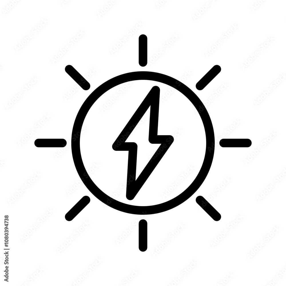 Solar energy icon linear logo mark in black and white Solar energy icon linear logo mark in black and white
