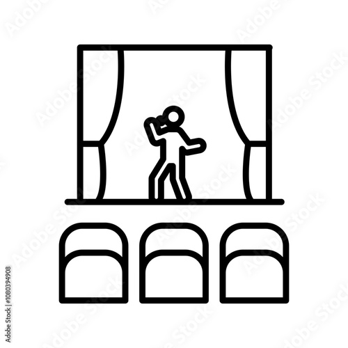 Stand up and theater show icon linear logo mark in black and white