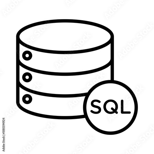 SQL server icon linear logo mark in black and white