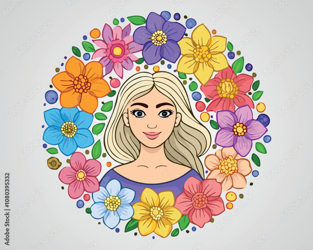 Floral Woman Portrait Illustration Floral Woman Portrait Illustration