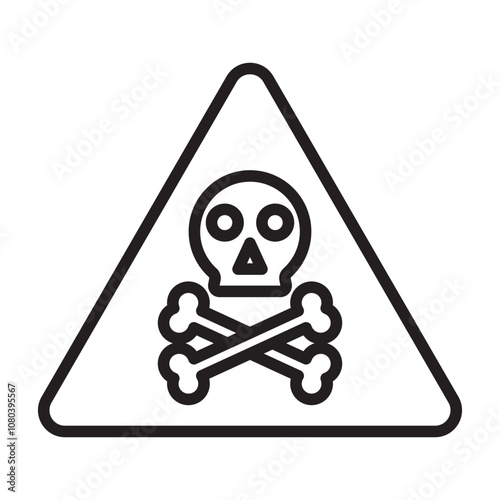 Toxic product icon linear logo mark in black and white