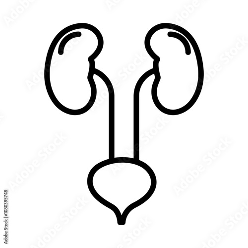 Urinary system icon linear logo mark in black and white