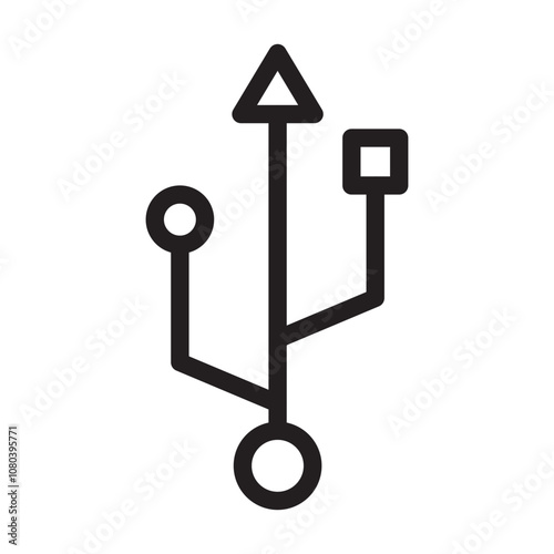 Usb icon linear logo mark in black and white