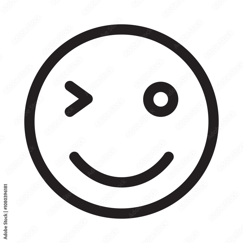 Winking eye icon linear logo mark in black and white Winking eye icon linear logo mark in black and white