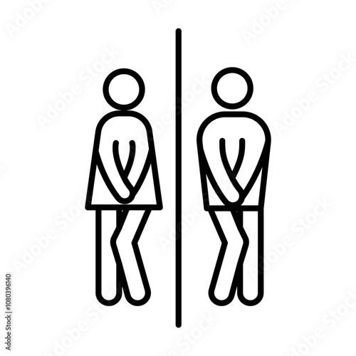wc toilet door plate icon linear logo mark in black and white