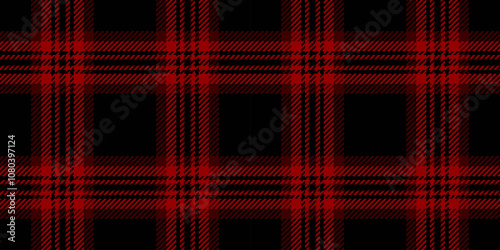 Scotland fabric tartan vector, woman seamless pattern check. Intricate plaid textile background texture in black and red colors.