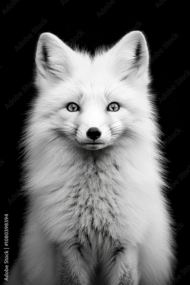 Obraz premium Black and White Photo of a Fox