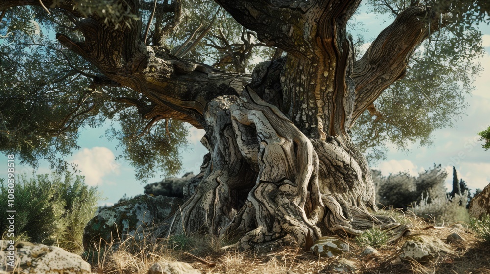 Gnarled Olive Tree on Mediterranean Coastline Gnarled Olive Tree on Mediterranean Coastline