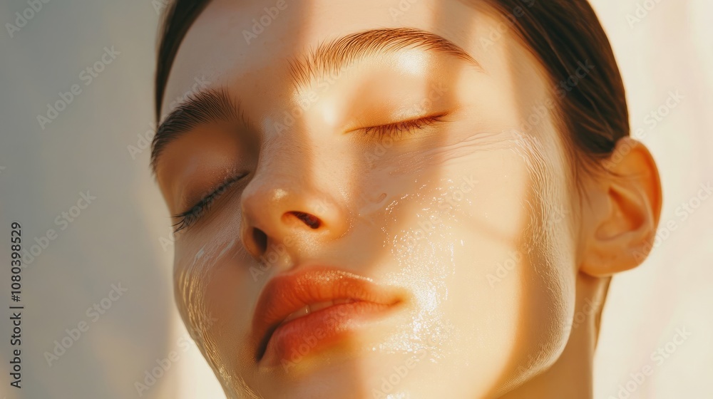 Close-Up of Woman with White Cream Face Mask in Beauty Salon with Sunlight