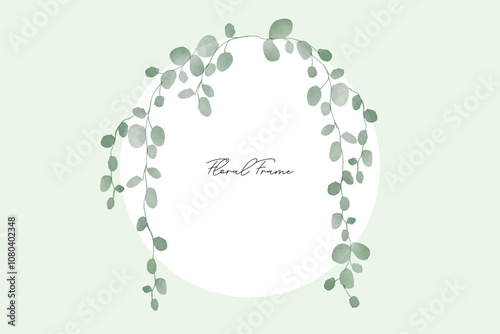 Watercolor hanging plants leaves frame Background. Watercolor green tropical creeper leaves hanging vine ivy houseplant bush hand drawn watercolor design resources elements