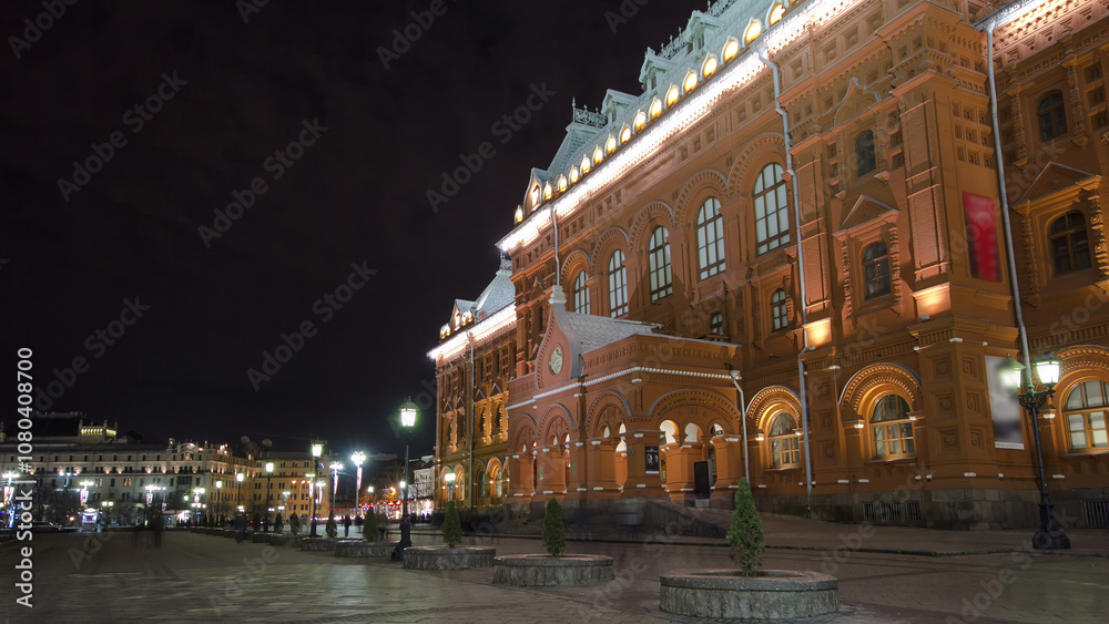 Fototapeta premium Museum of the Patriotic War of 1812 at the Red Square of Russia in Moscow timelapse hyperlapse