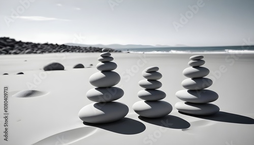 zen stones on the beach photo