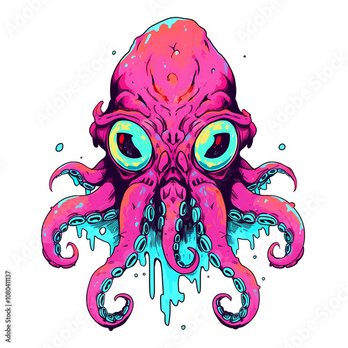 Vibrant Octopus Graphic Illustration photo