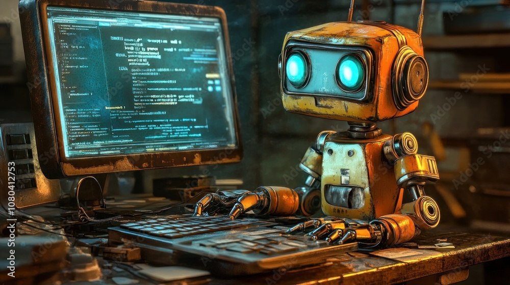 Robot programming at a computer workstation. Robot programming at a computer workstation.