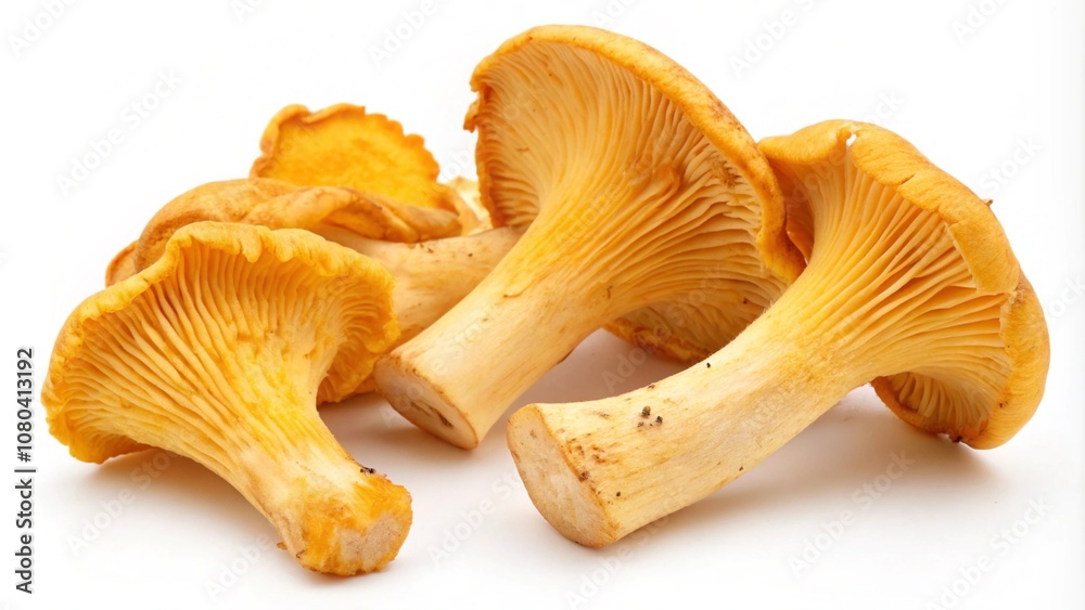 Mushrooms chanterelles isolated on white background Mushrooms chanterelles isolated on white background
