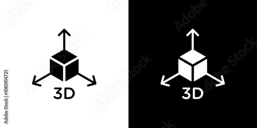 3D icon linear logo isolated