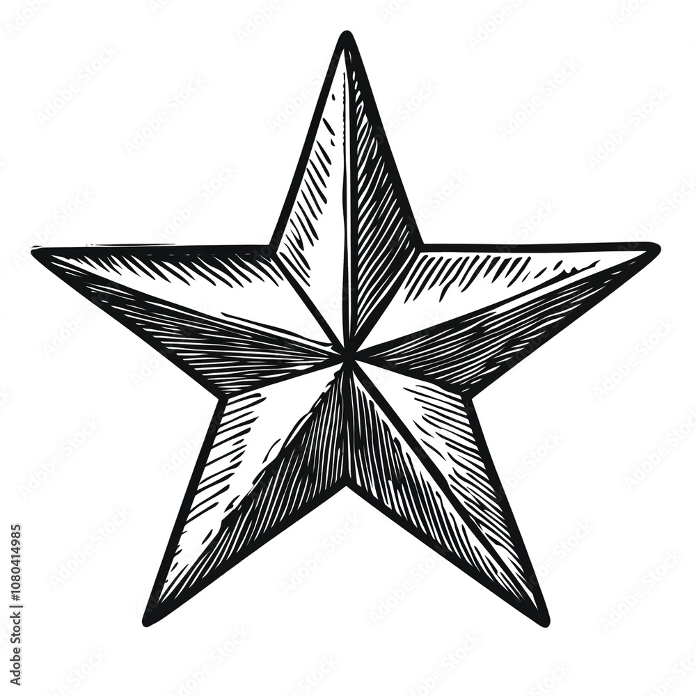 Obraz premium Vintage illustration of a simple five-pointed star, in a clip art style