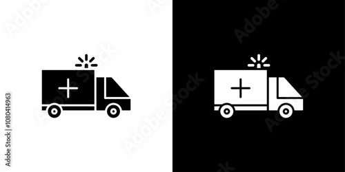 Ambulance icon linear logo isolated