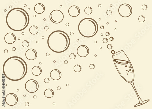 Champagne Glass Bubbles Vector Illustration -  Festive Celebration Design.