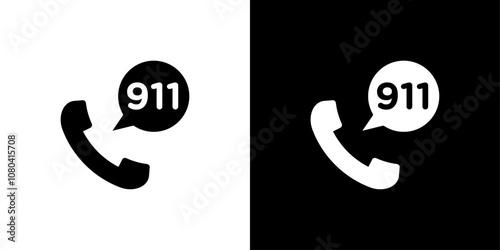Call 911 phone number icon linear logo isolated