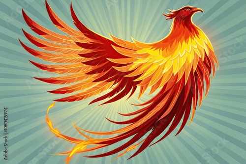 Majestic Phoenix Wings: Fiery and Radiant Isolated Wing Illustration