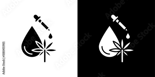 CBD oil drop icon linear logo isolated