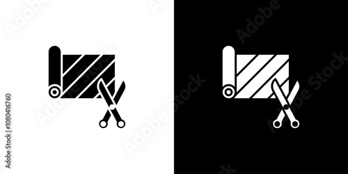 Cut roll of fabric icon linear logo isolated