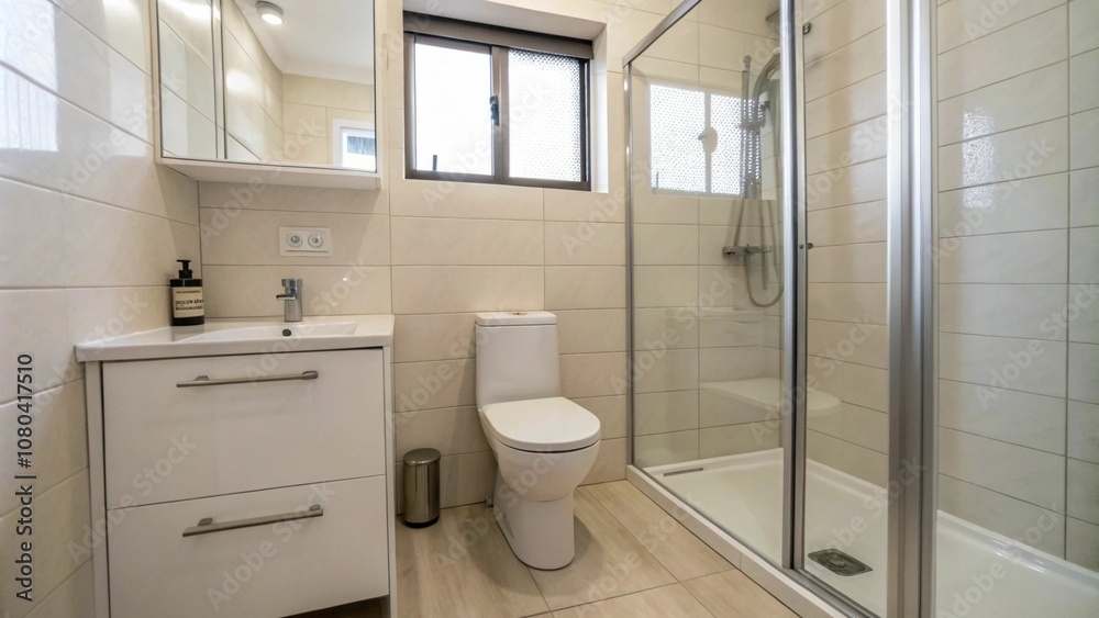 Minimalist modern bathroom design, optimized for small spaces, featuring sleek fixtures, compact storage, and a clean, functional layout.
Minimalist modern bathroom design, optimized for small spaces, featuring sleek fixtures, compact storage, and a clean, functional layout.