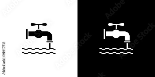 Faucet tap water icon linear logo isolated