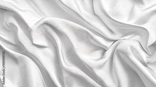 Elegant white satin fabric with soft, flowing folds that create a luxurious texture.