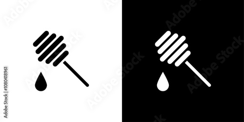 honey dipper icon linear logo isolated