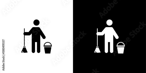 Janitor icon linear logo isolated