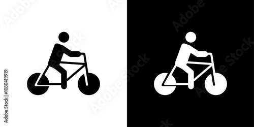 Man on bicycle icon linear logo isolated