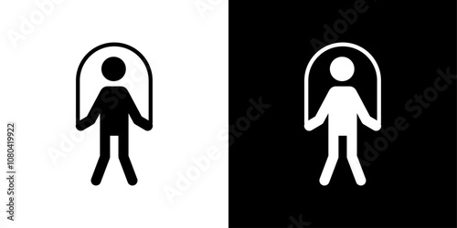 Man jumping with skipping rope icon linear logo isolated