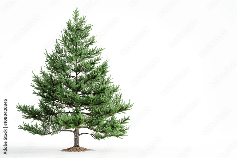 Fototapeta premium Single pine tree on white background