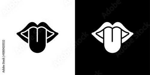 Mouth sticking tongue out icon linear logo isolated