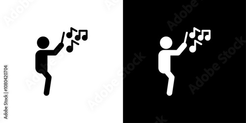 Music conductor icon linear logo isolated