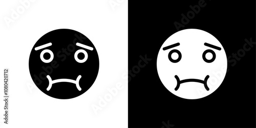 Nauseated emoji icon linear logo isolated
