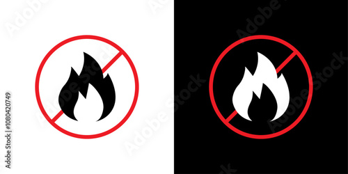 No fire icon linear logo isolated