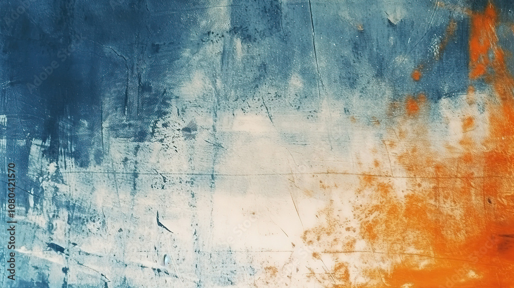 Outstanding Vibrant Abstract Blue and Orange Sky Painting with Grunge Texture Outstanding Vibrant Abstract Blue and Orange Sky Painting with Grunge Texture