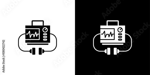 Rescue defibrillator icon linear logo isolated