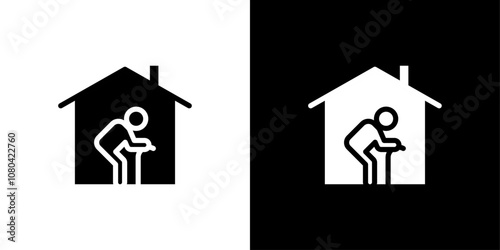 Retirement home icon linear logo isolated