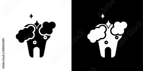 tooth cleaning icon linear logo isolated