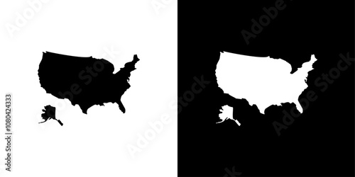 USA Map icon linear logo isolated