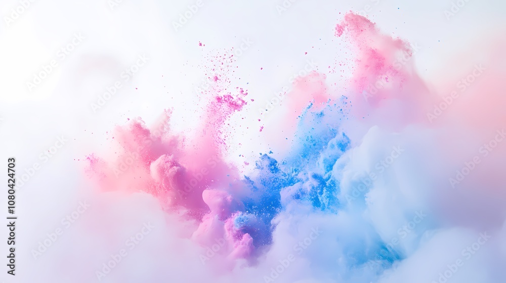 Obraz premium digital technology blue pink powder smoke poster background