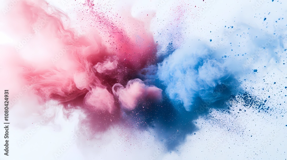 Obraz premium digital technology blue pink powder smoke poster background