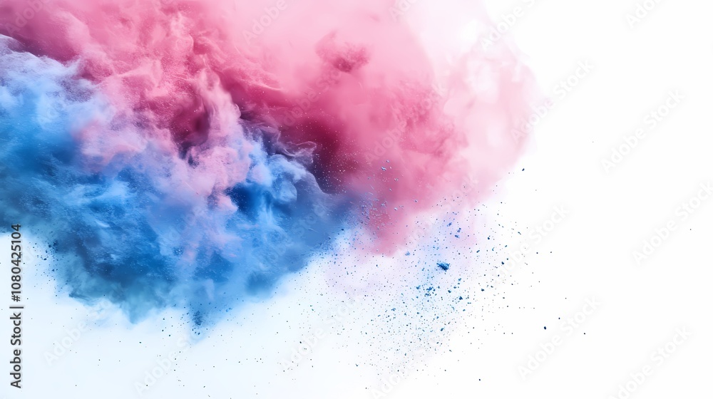 Obraz premium digital technology blue pink powder smoke poster background